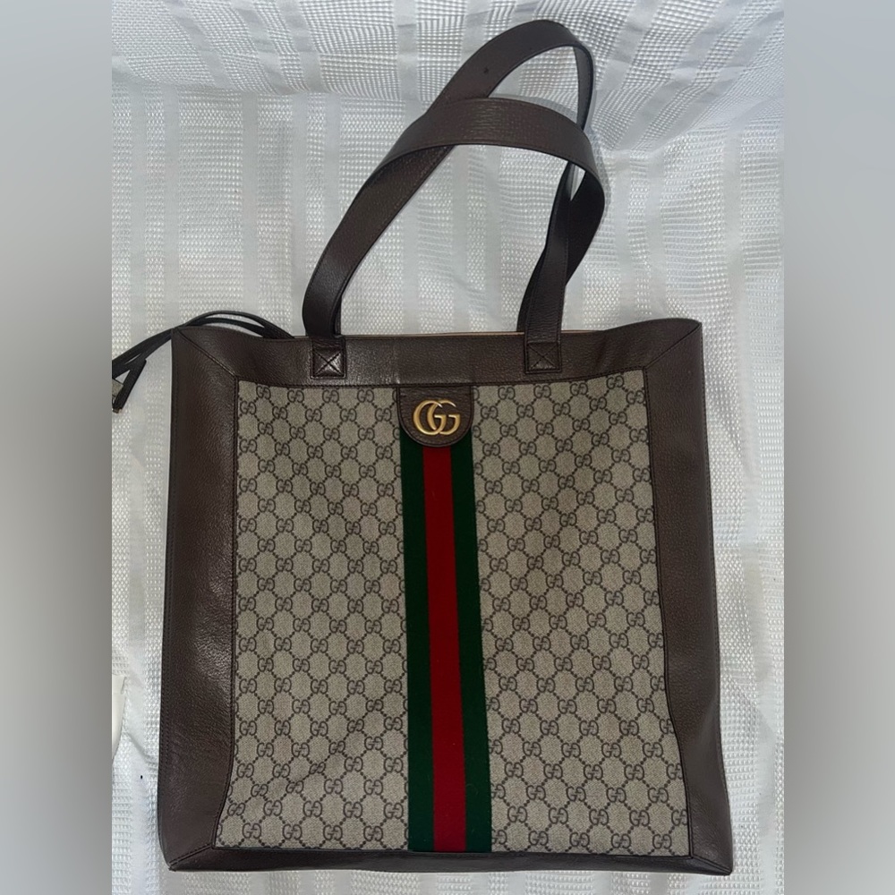 GUCCI - ORIGINAL GG SUPREME CANVAS OPHIDIA TOTE LARGE